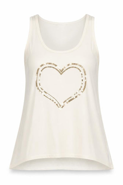 Apricot Womens Ivory Polyester Basic Tank Size M Scoop Neck - Heart