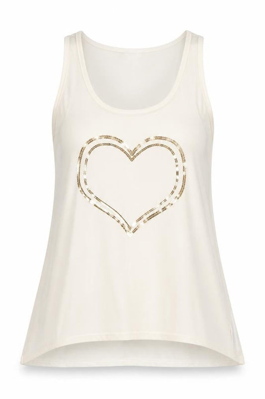 Apricot Womens Ivory Polyester Basic Tank Size M Scoop Neck - Heart