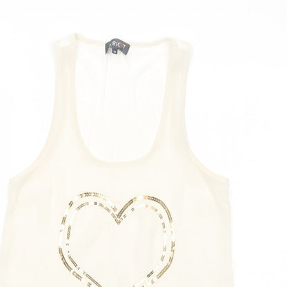 Apricot Womens Ivory Polyester Basic Tank Size M Scoop Neck - Heart