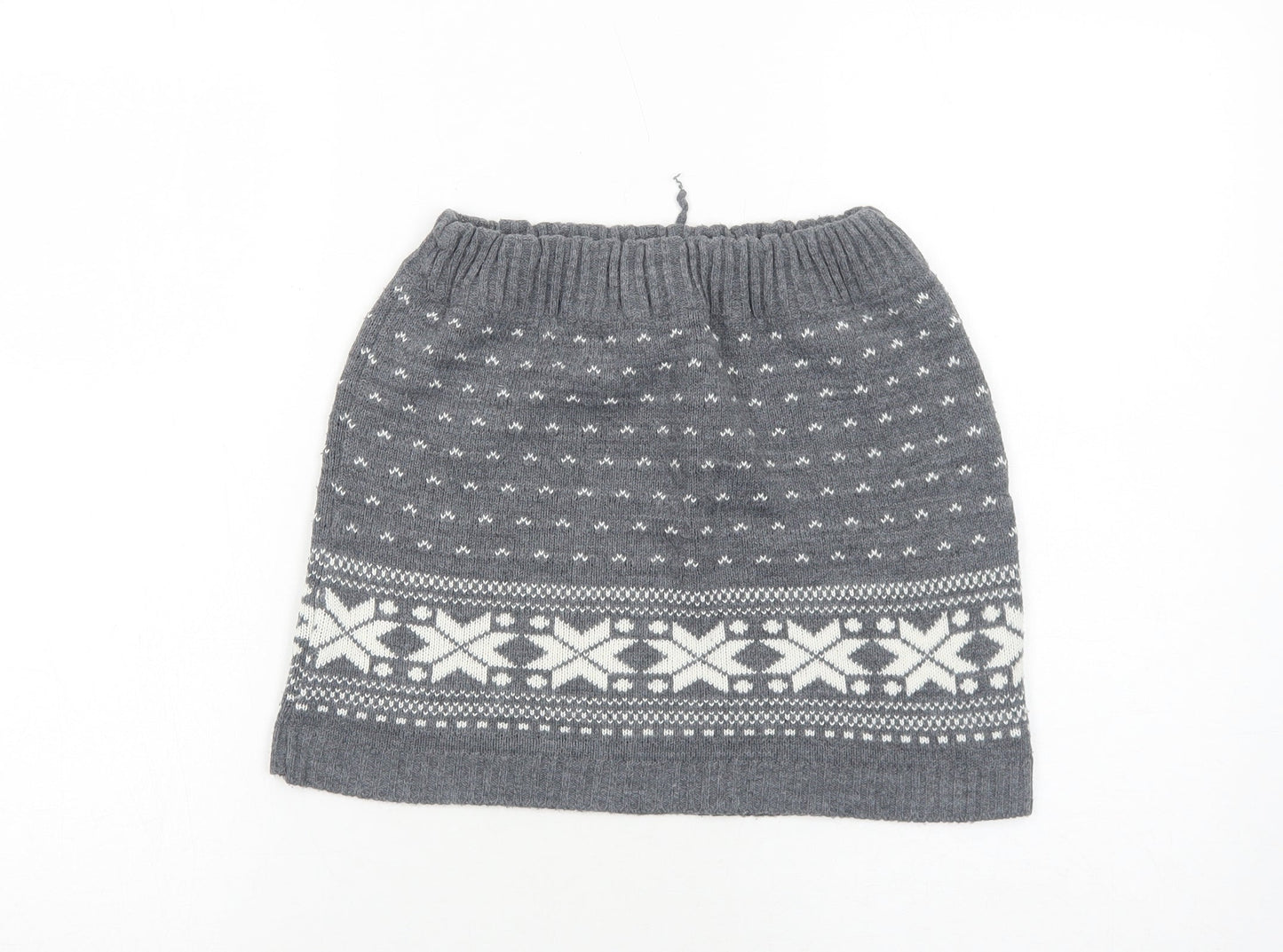 New Look Womens Grey Geometric Acrylic Mini Skirt Size XS Drawstring