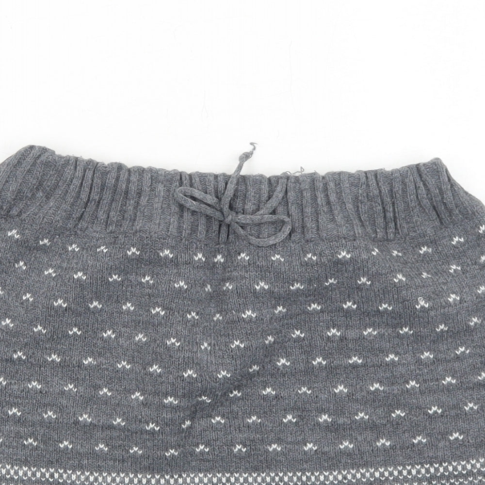 New Look Womens Grey Geometric Acrylic Mini Skirt Size XS Drawstring
