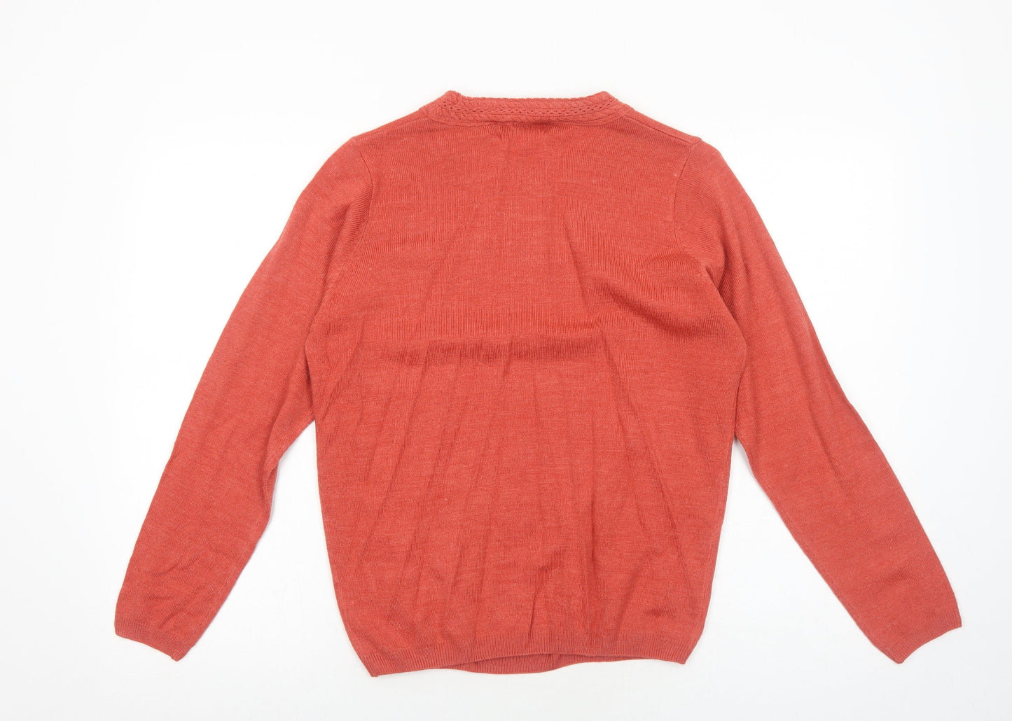 EWM Womens Orange Round Neck Polyester Pullover Jumper Size S