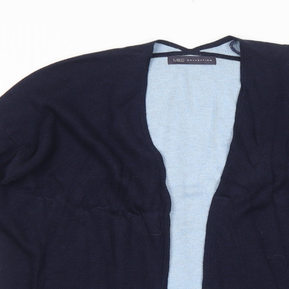Marks and Spencer Womens Blue V-Neck Polyamide Cardigan Jumper Size 10