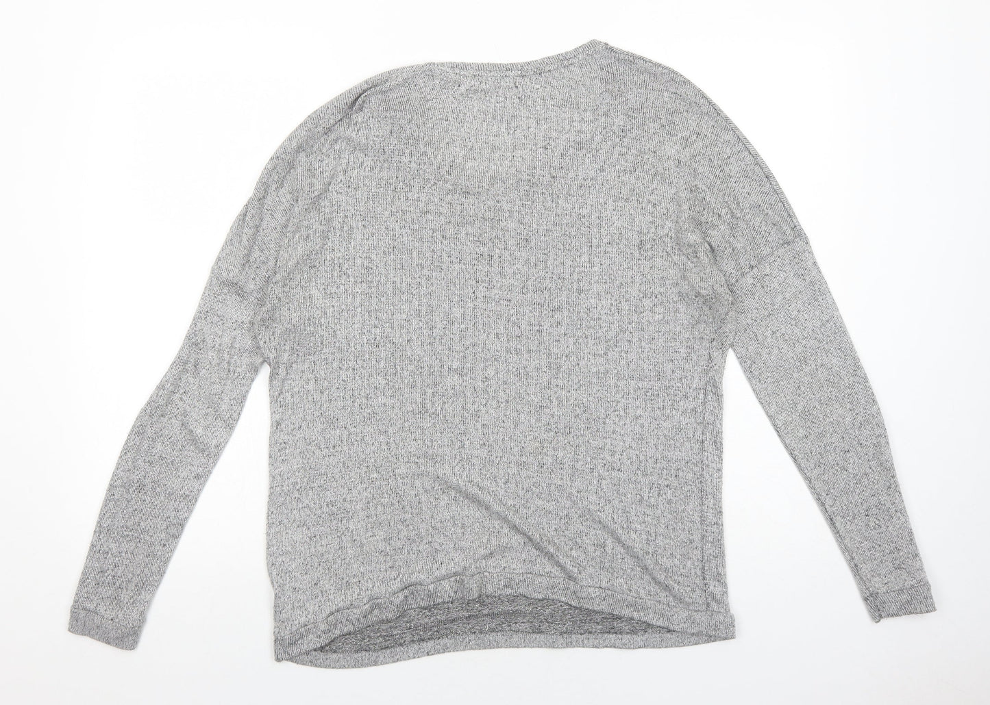LEFTIES Womens Grey Scoop Neck Polyester Pullover Jumper Size M
