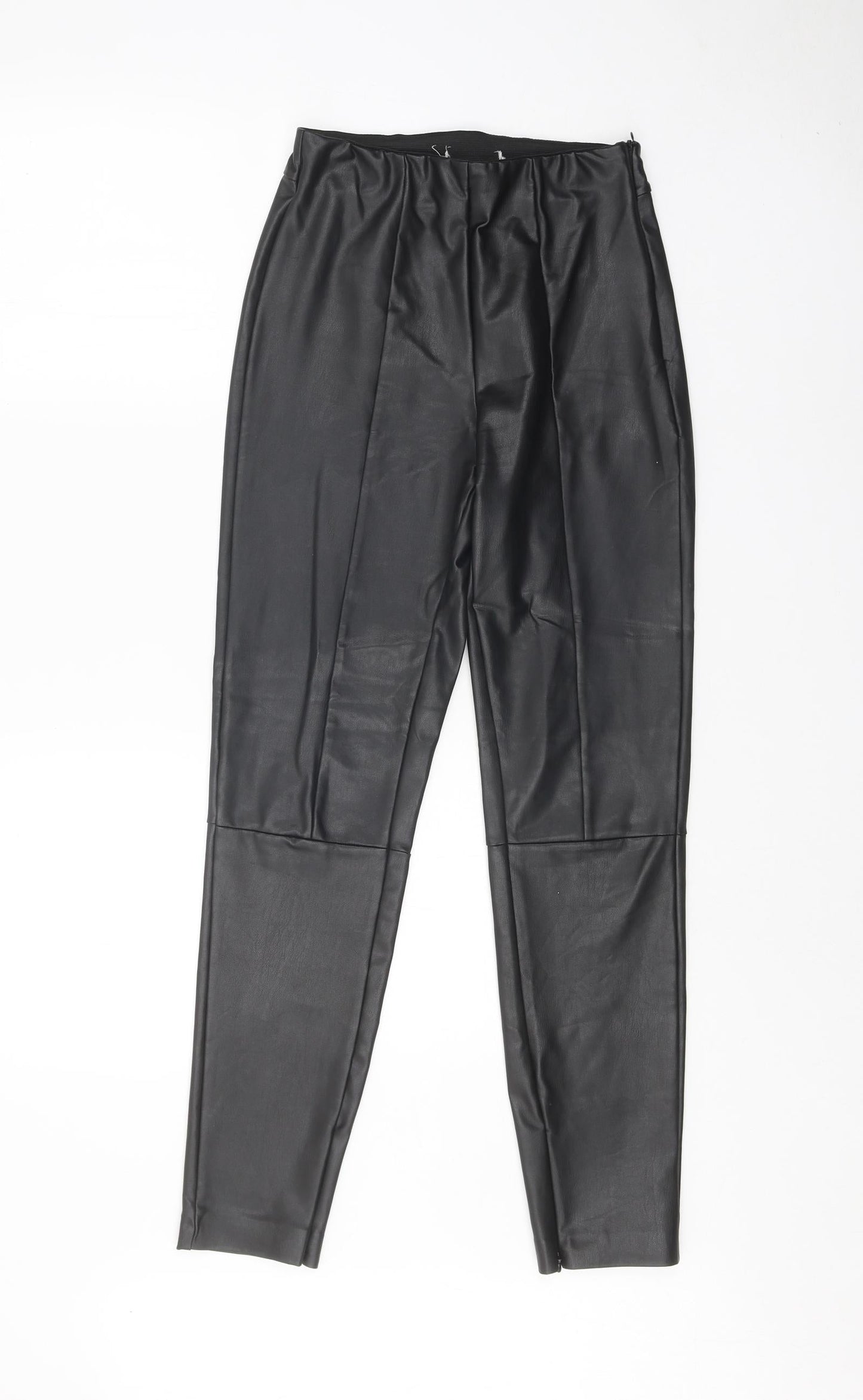 Preworn Womens Black Polyester Trousers Size S Regular Zip