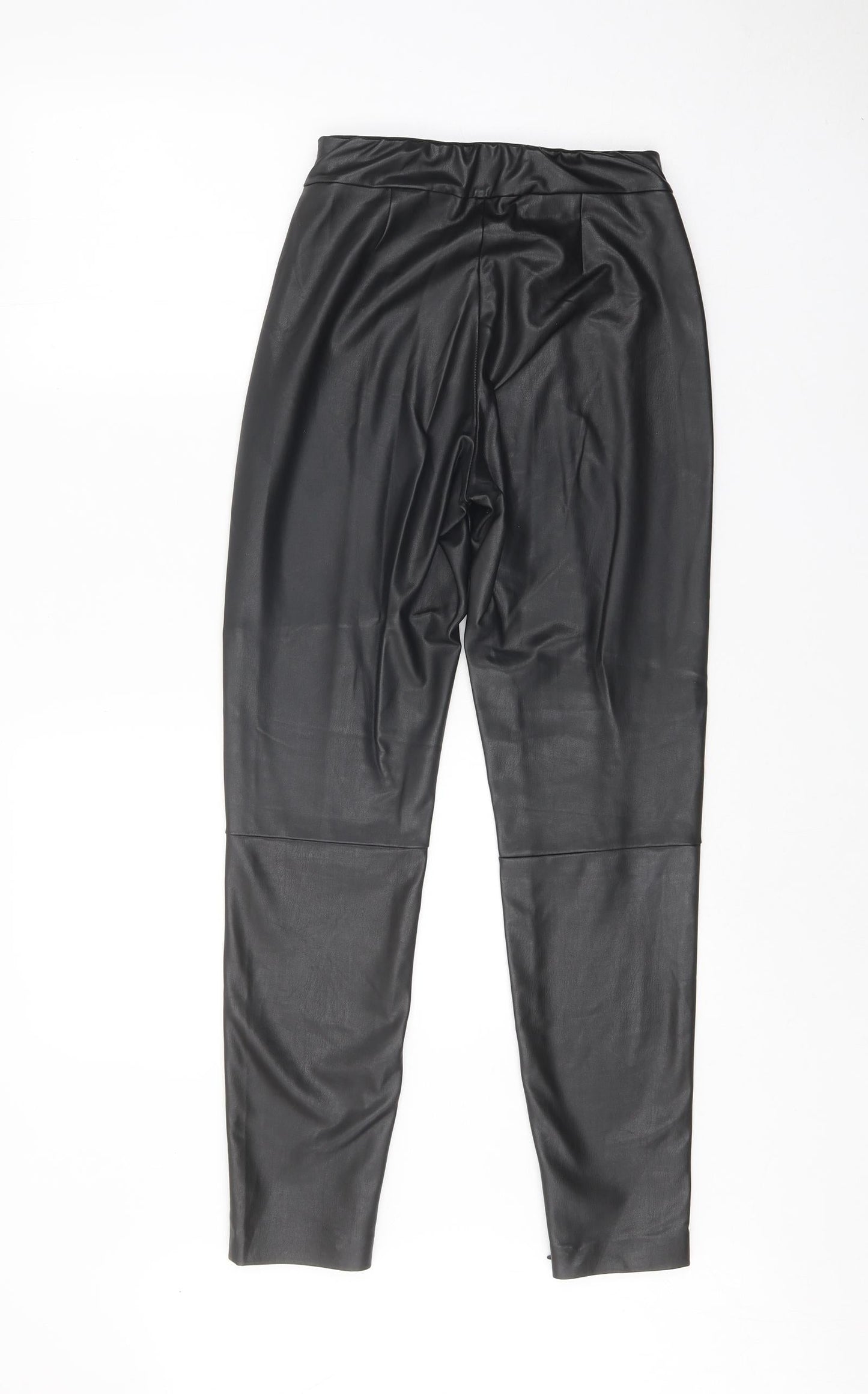 Preworn Womens Black Polyester Trousers Size S Regular Zip