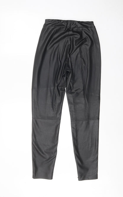 Preworn Womens Black Polyester Trousers Size S Regular Zip