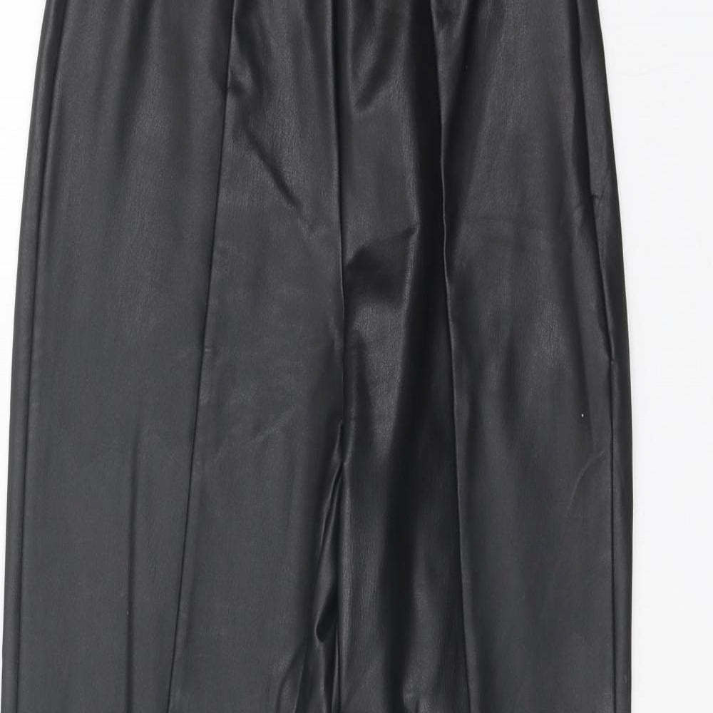 Preworn Womens Black Polyester Trousers Size S Regular Zip