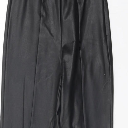 Preworn Womens Black Polyester Trousers Size S Regular Zip
