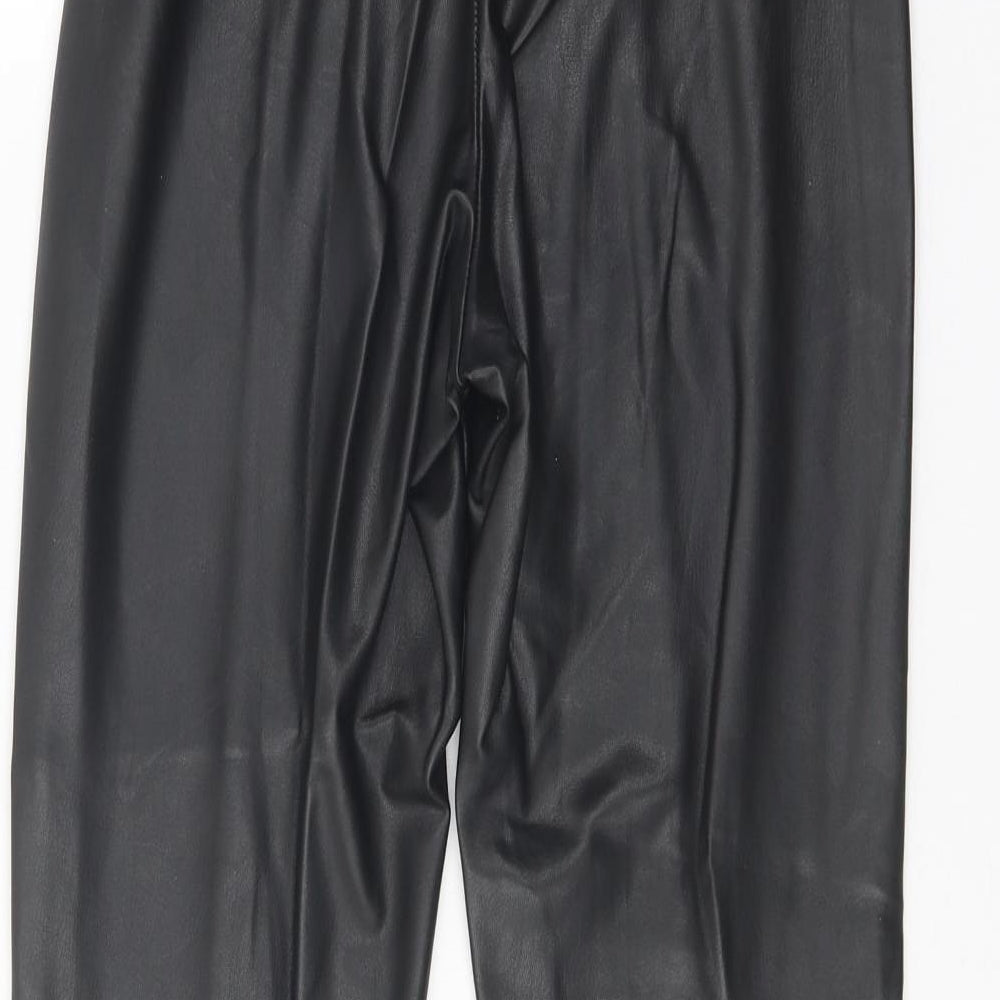 Preworn Womens Black Polyester Trousers Size S Regular Zip