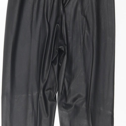 Preworn Womens Black Polyester Trousers Size S Regular Zip
