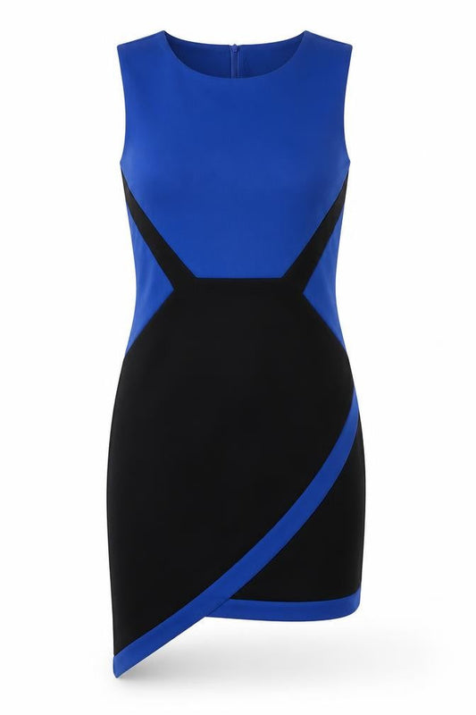 Rage Womens Blue Polyester Pencil Dress Size 8 Round Neck Zip