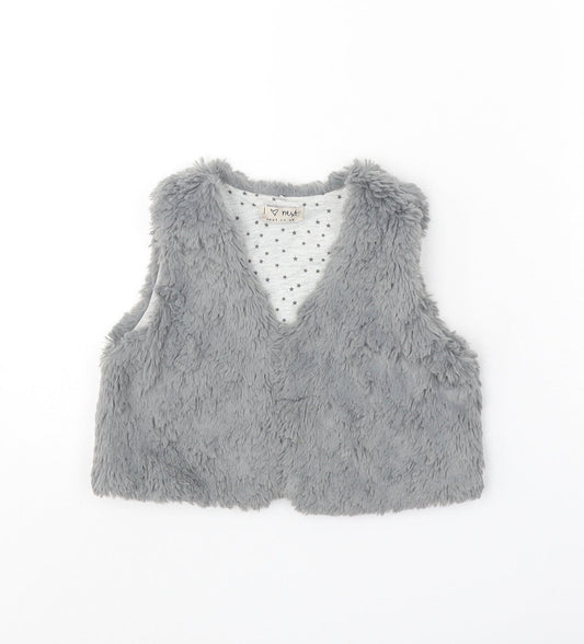 NEXT Girls Grey V-Neck Polyester Cardigan Jumper Size 4-5 Years Pullover