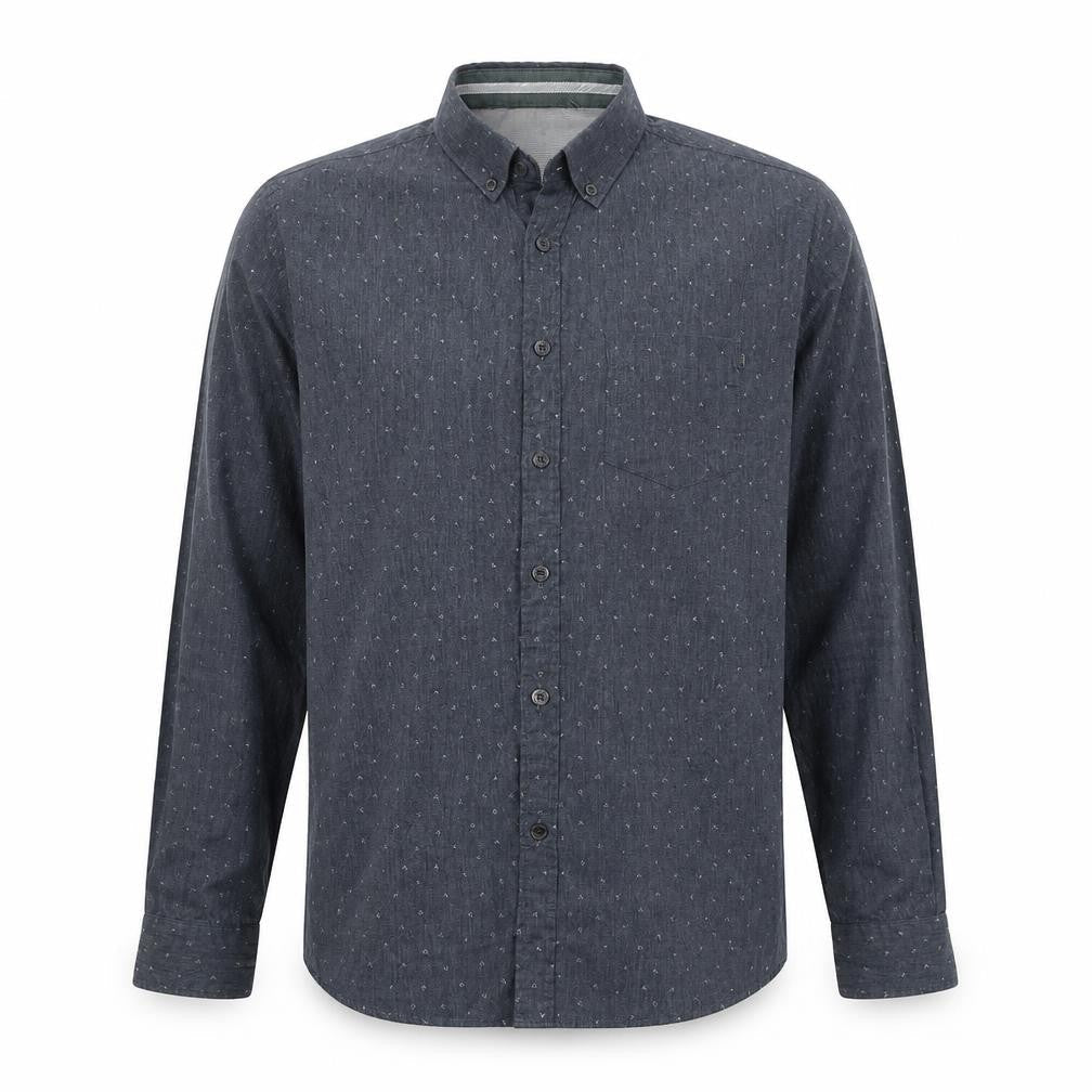 Steel & Jelly Mens Grey Geometric Cotton Button-Up Size L Collared Button