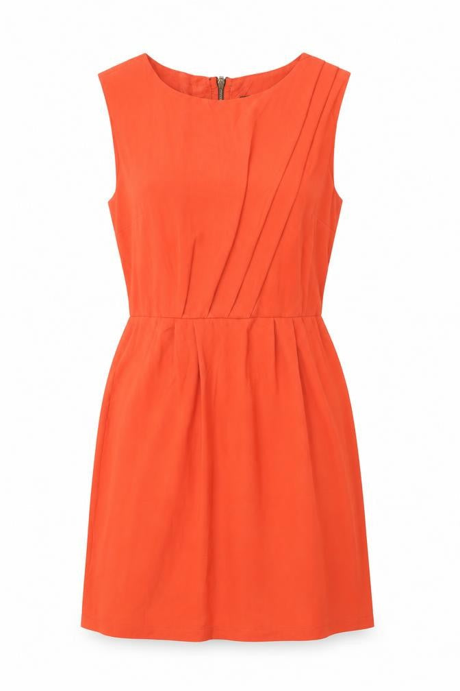 Topshop Womens Red Polyester A-Line Size 8 Round Neck Zip