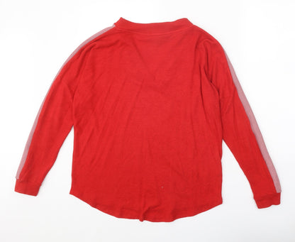 Next Womens Red V-Neck Acrylic Pullover Jumper Size 10