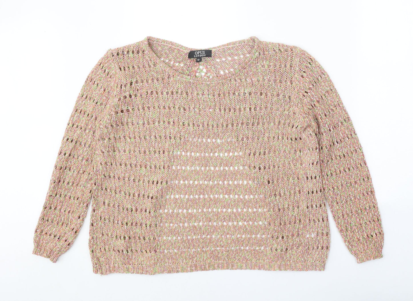 OPUS Womens Beige Boat Neck Cotton Pullover Jumper Size 10 - Open Back