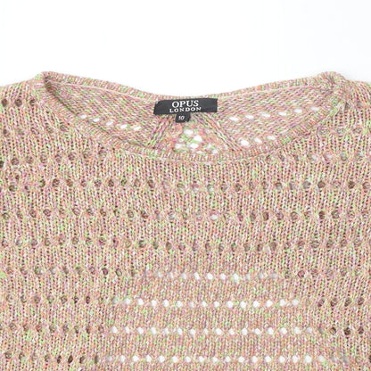 OPUS Womens Beige Boat Neck Cotton Pullover Jumper Size 10 - Open Back