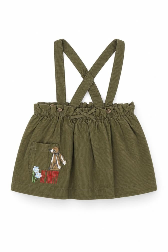 Next Girls Green 100% Cotton A-Line Skirt Size 3-6 Months Button