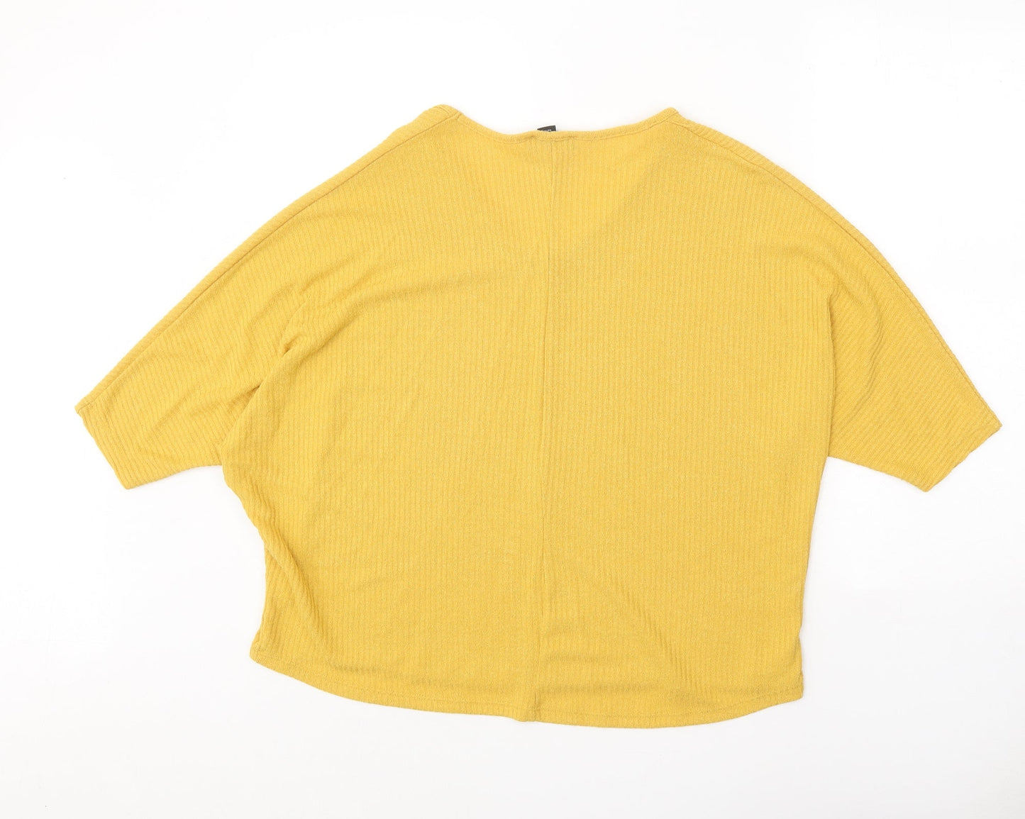 New Look Womens Yellow Viscose Basic T-Shirt Size S V-Neck