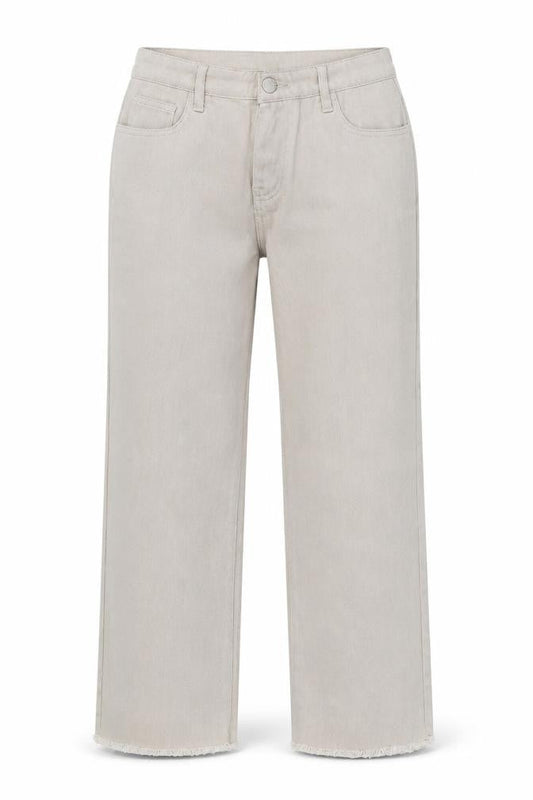 Preworn Womens Beige Cotton Wide-Leg Jeans Size 33 in Regular Zip
