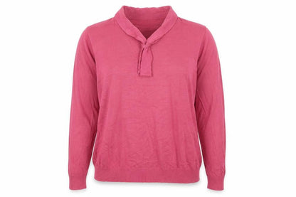 EWM Womens Pink V-Neck Acrylic Pullover Jumper Size 14