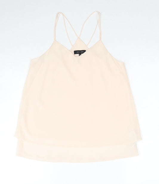 New Look Womens Beige Polyester Camisole Tank Size 10 V-Neck