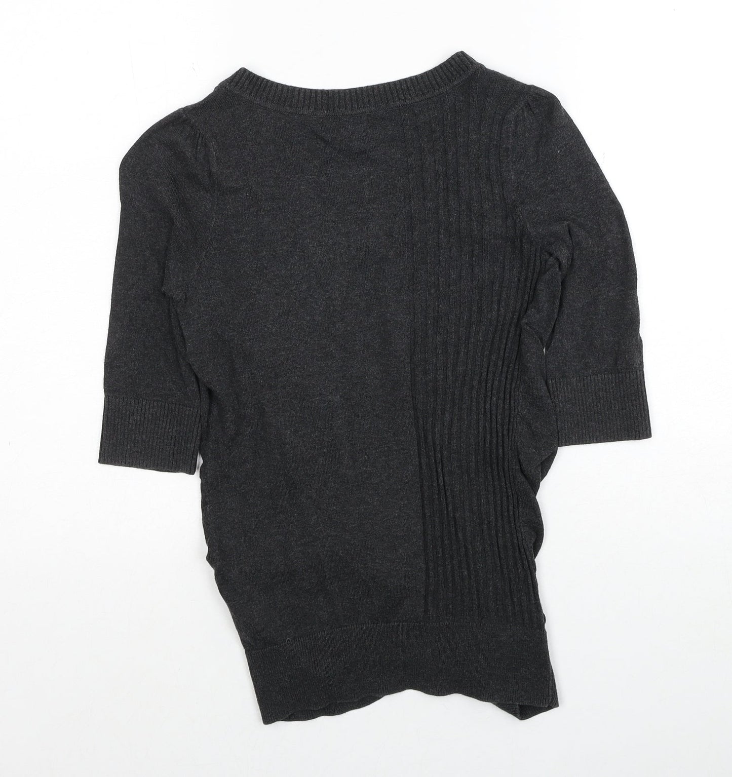 River Island Womens Grey V-Neck Cotton Cardigan Jumper Size 6
