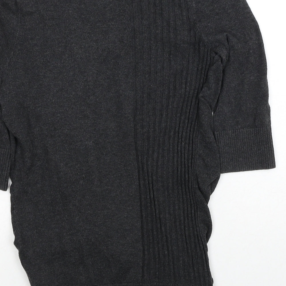 River Island Womens Grey V-Neck Cotton Cardigan Jumper Size 6