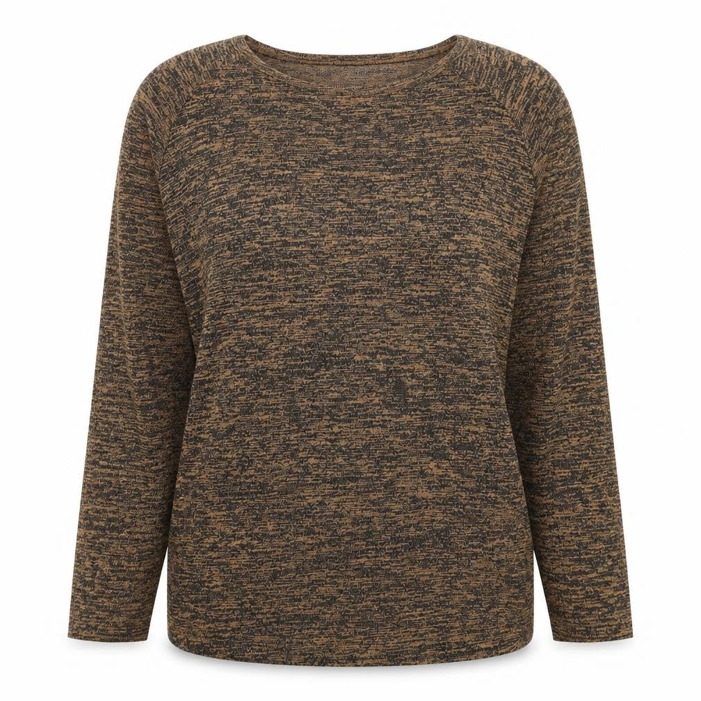 Topshop Womens Brown Round Neck Geometric Viscose Pullover Jumper Size 10