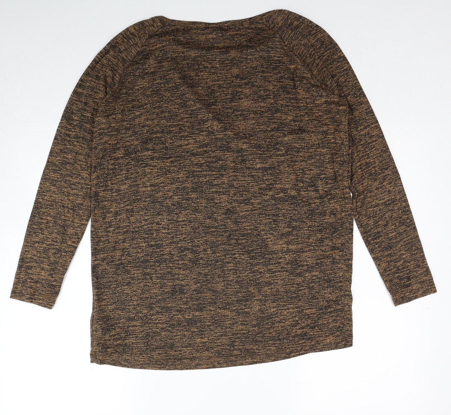 Topshop Womens Brown Round Neck Geometric Viscose Pullover Jumper Size 10