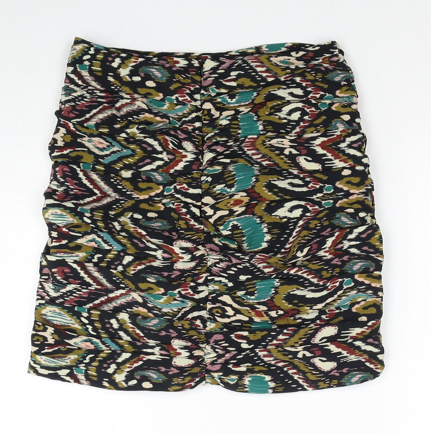 Zara Womens Multicoloured Geometric Polyester Mini Skirt Size XS Zip