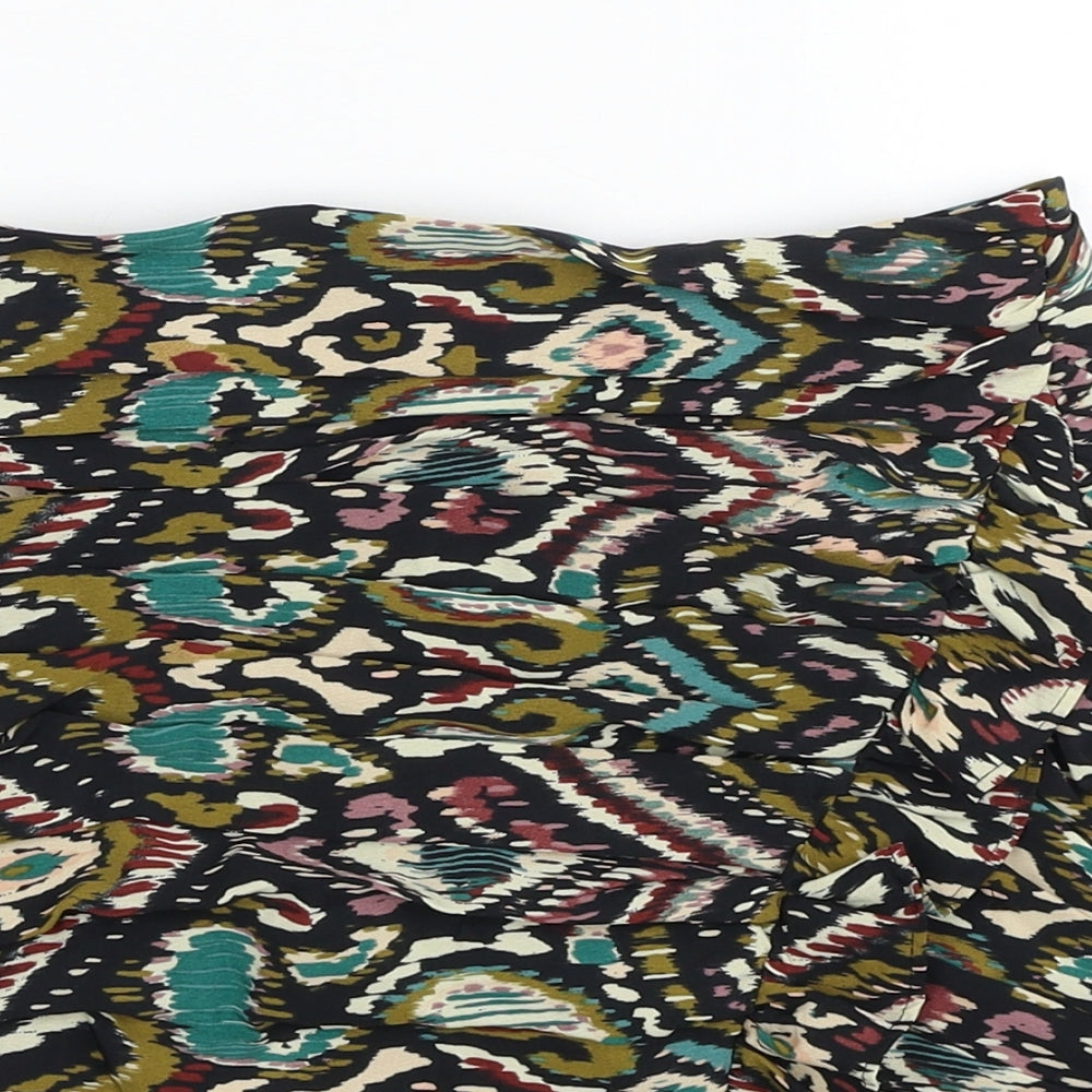 Zara Womens Multicoloured Geometric Polyester Mini Skirt Size XS Zip
