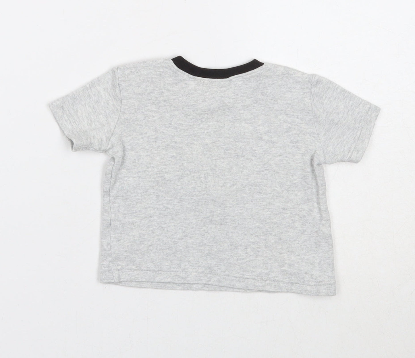 DC Comics Boys Grey Cotton Basic T-Shirt Size 3-6 Months Round Neck Snap - Batman