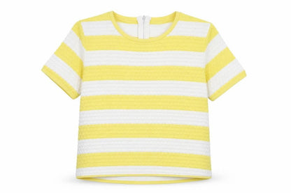 Next Womens Yellow Striped Cotton Basic Tank Size 10 Round Neck
