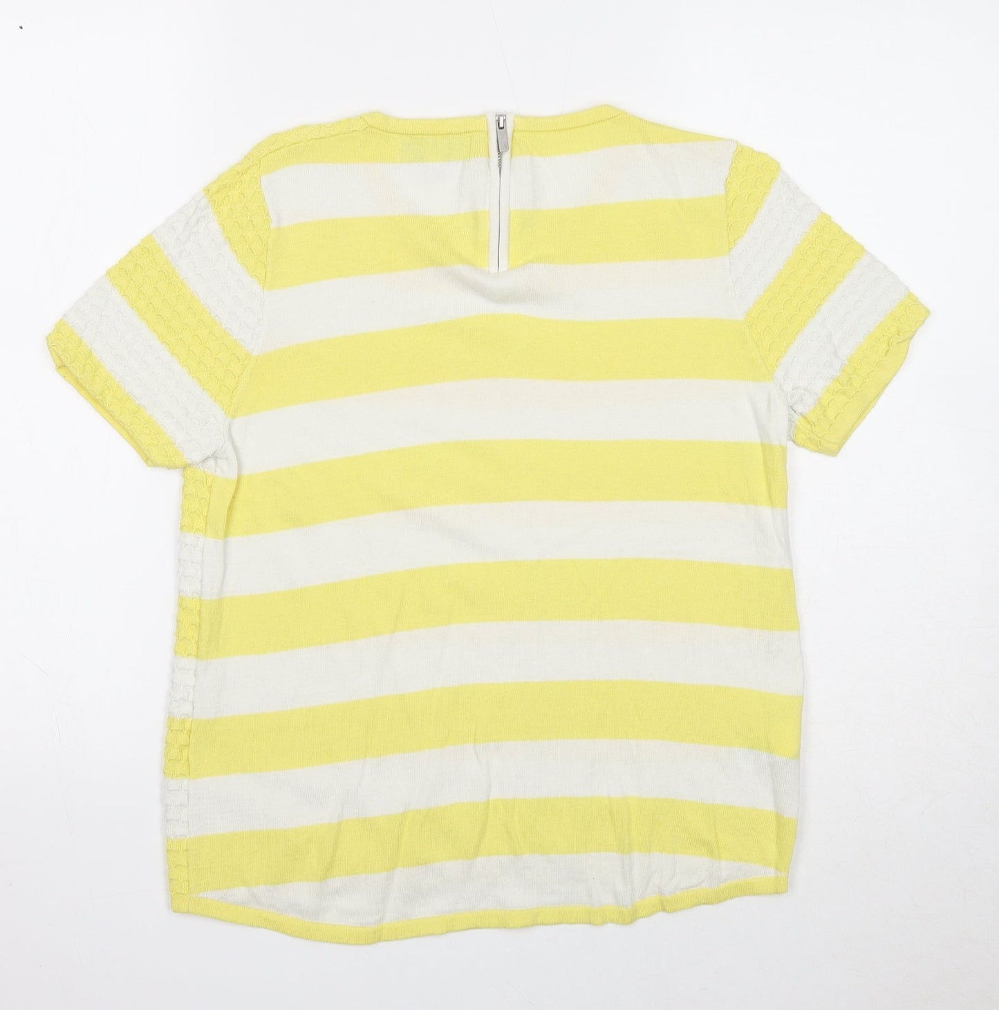 NEXT Womens Yellow Striped Cotton Basic Tank Size 10 Round Neck