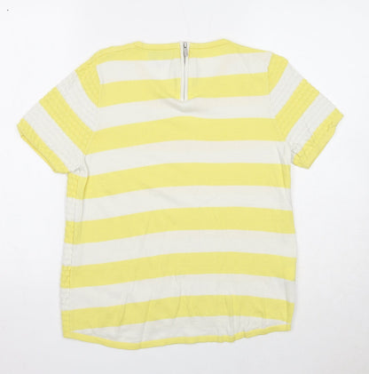Next Womens Yellow Striped Cotton Basic Tank Size 10 Round Neck