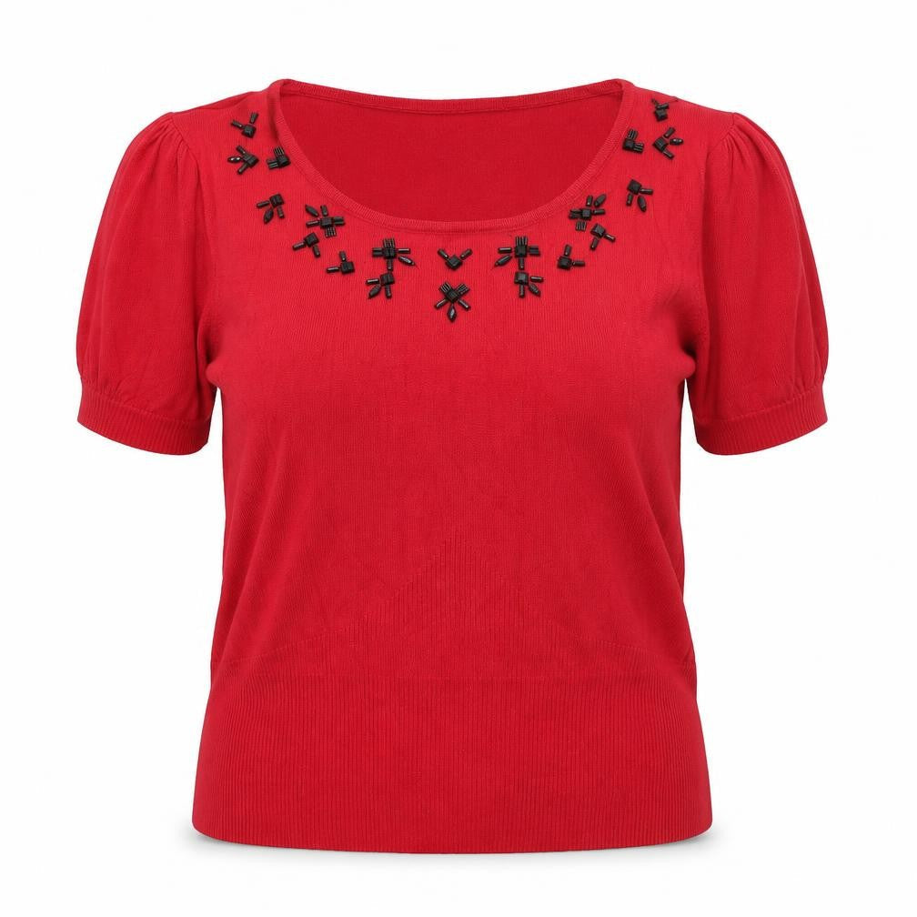 Klass Womens Red Scoop Neck Viscose Pullover Jumper Size 2XL Pullover