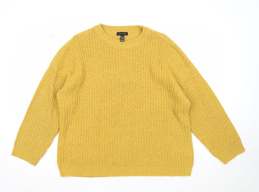 New Look Womens Yellow Round Neck Acrylic Pullover Jumper Size M