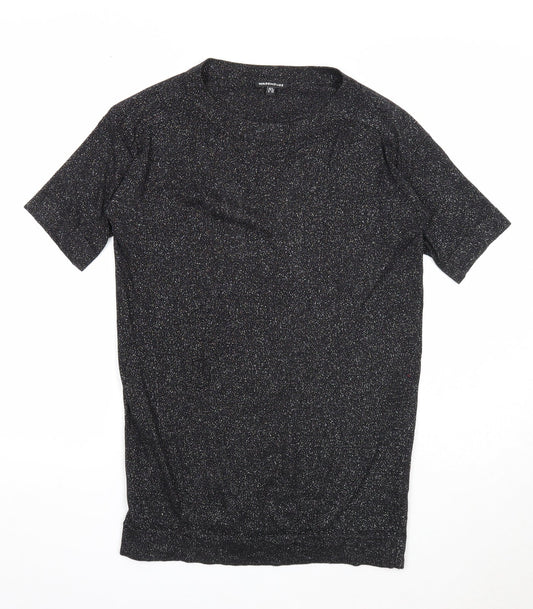 Warehouse Womens Black Viscose Basic T-Shirt Size 8 Round Neck