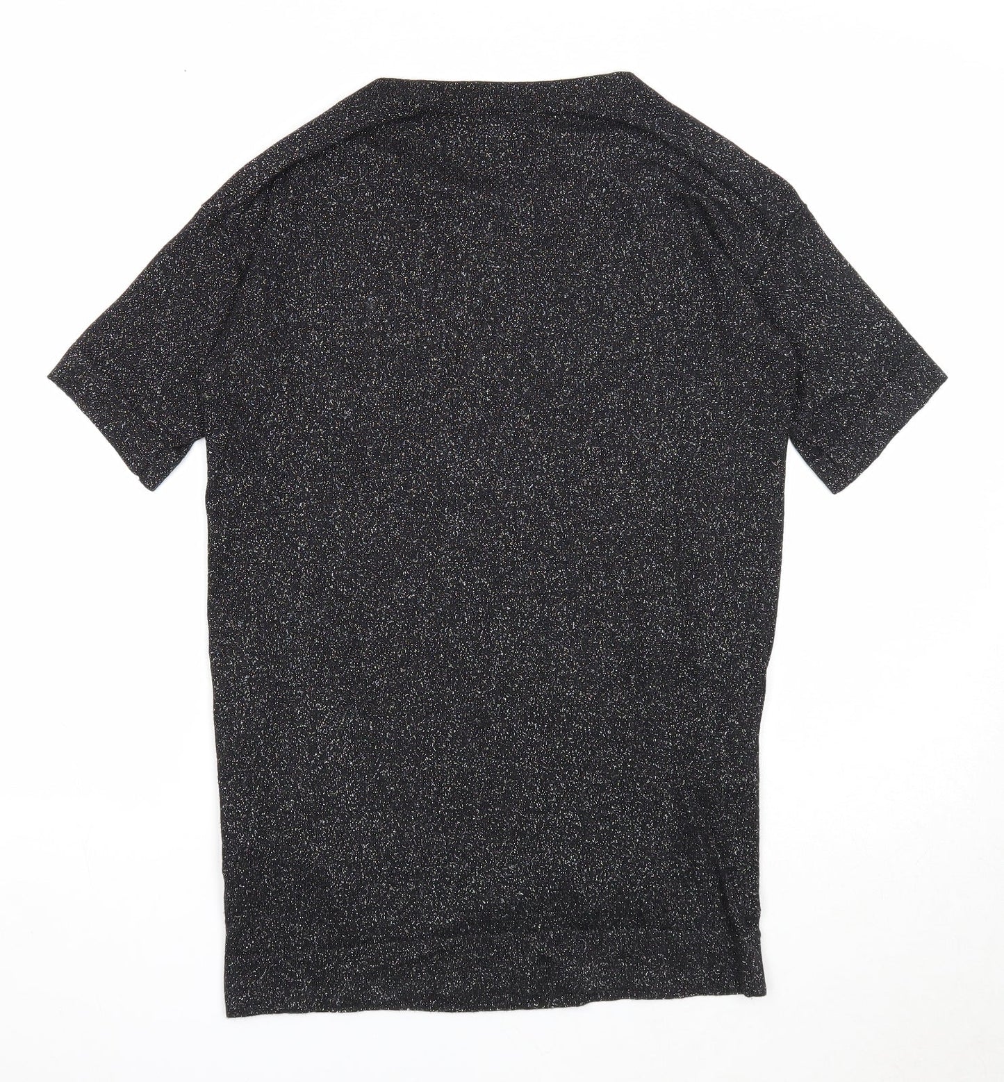 Warehouse Womens Black Viscose Basic T-Shirt Size 8 Round Neck