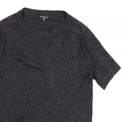Warehouse Womens Black Viscose Basic T-Shirt Size 8 Round Neck