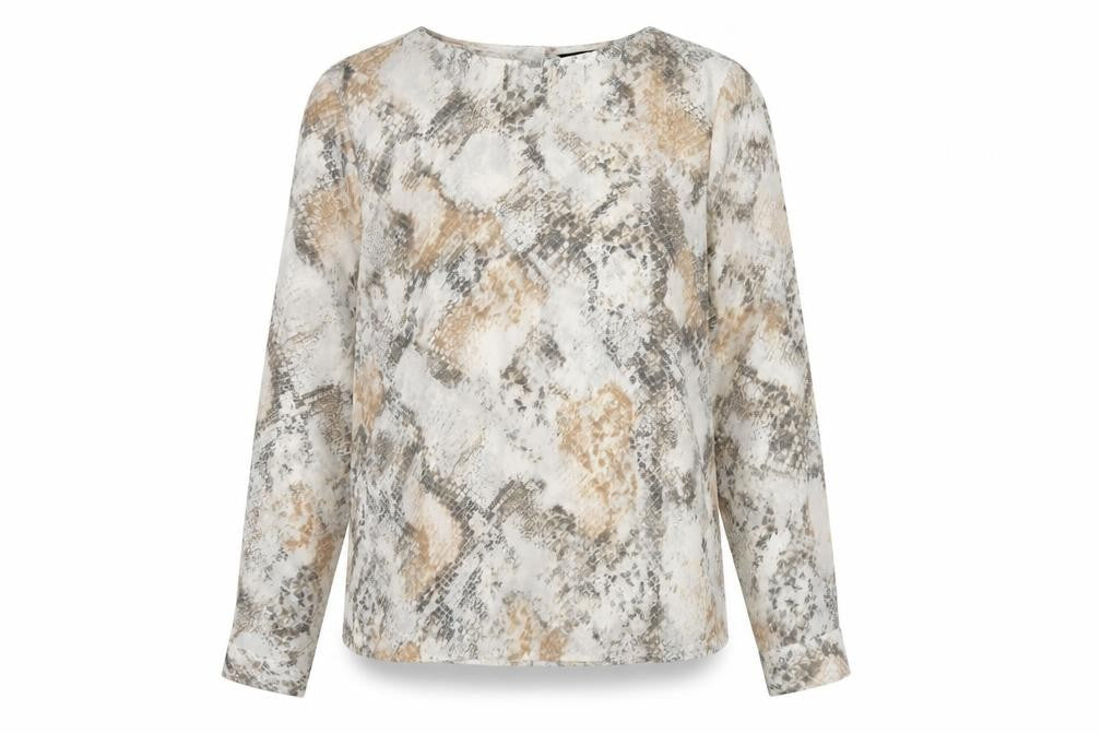 New Look Womens Multicoloured Animal Print Polyester Basic Blouse Size 14 Boat Neck - Snake Print