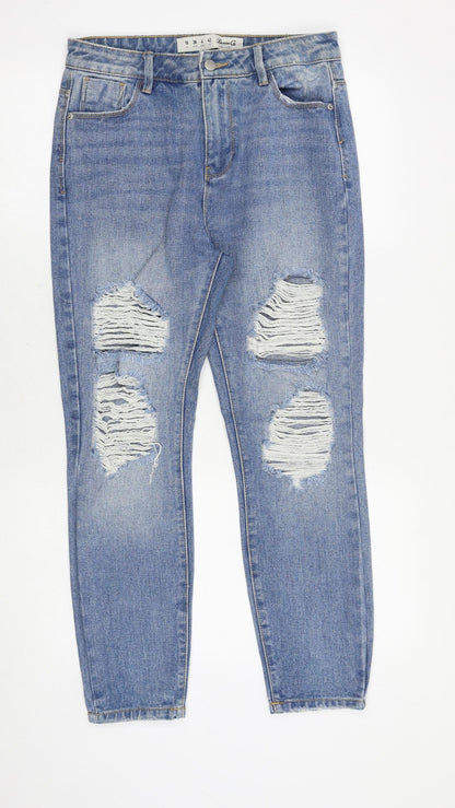 Denim & Co. Womens Blue Cotton Straight Jeans Size 10 Regular Zip