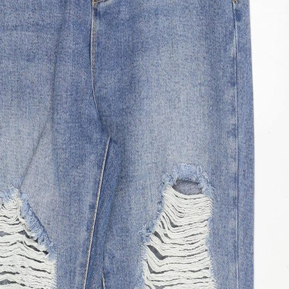 Denim & Co. Womens Blue Cotton Straight Jeans Size 10 Regular Zip