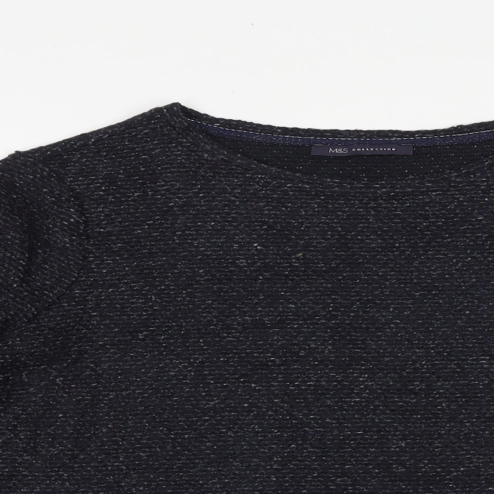 Marks and Spencer Womens Blue Round Neck Polyester Pullover Jumper Size 14