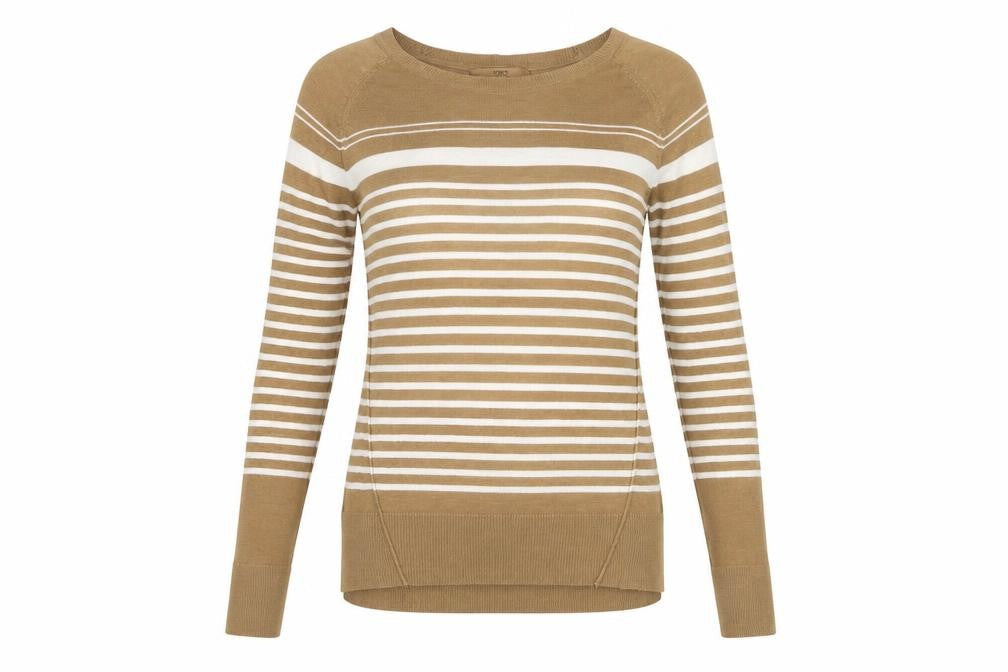 NEXT Womens Brown Scoop Neck Striped Viscose Pullover Jumper Size 6