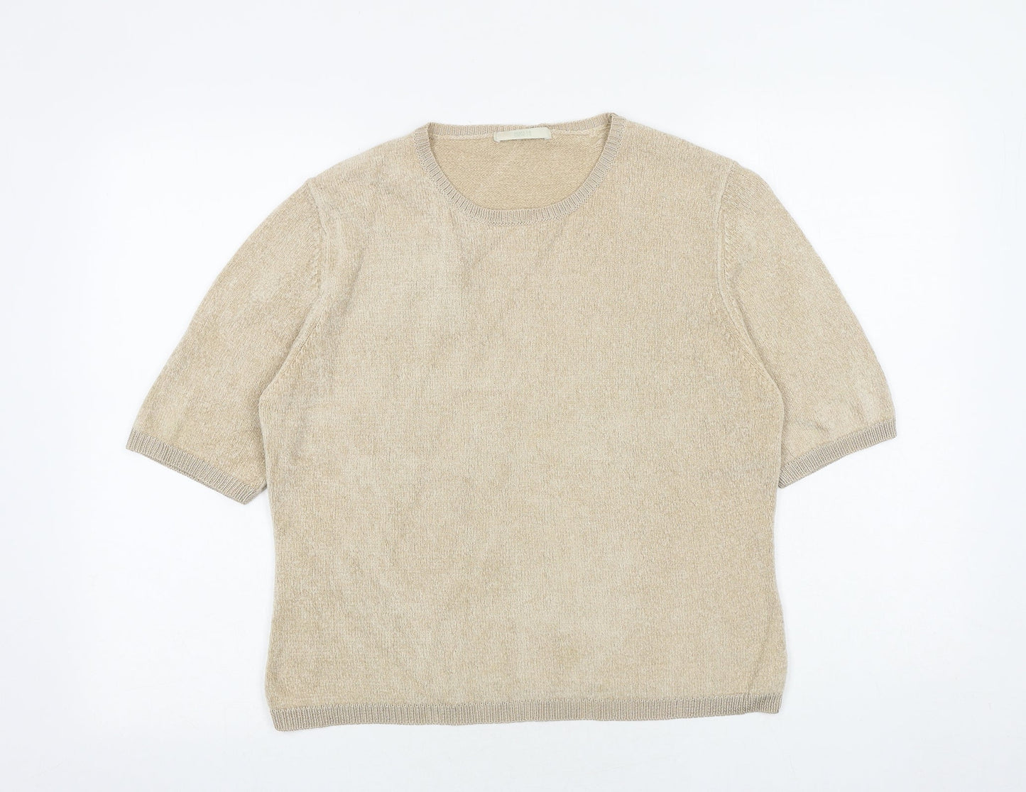 Marks and Spencer Womens Beige Round Neck Viscose Pullover Jumper Size 14