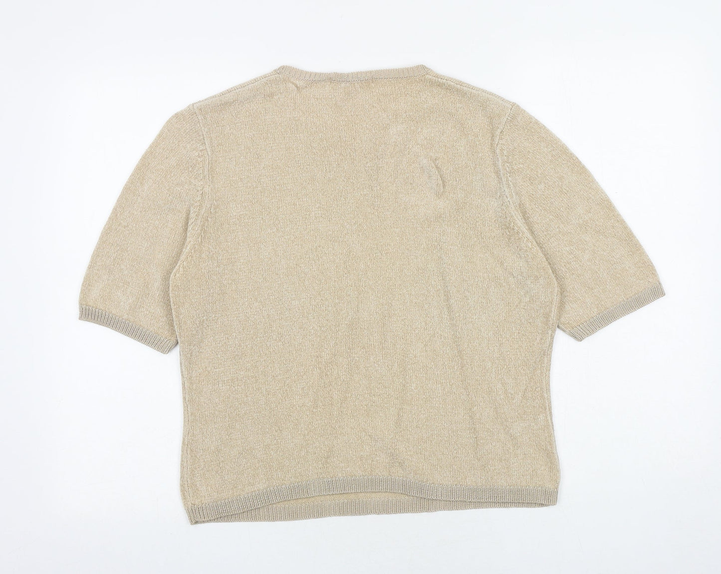 Marks and Spencer Womens Beige Round Neck Viscose Pullover Jumper Size 14