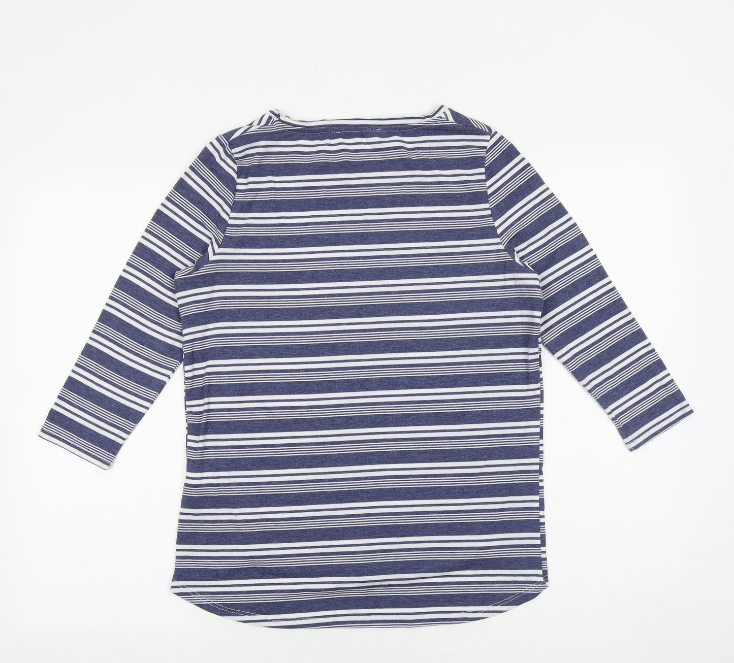 Maison De Nimes Womens Blue Striped Polyester Basic T-Shirt Size XS Boat Neck
